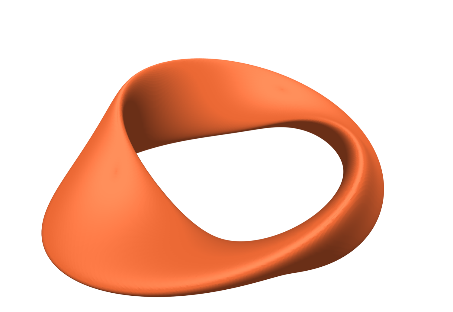 A torus with a flattened cross-section that rotates once around the ring